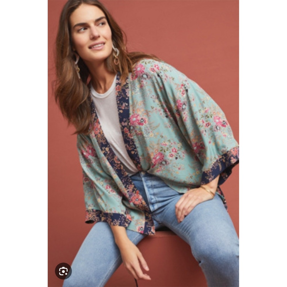 Kachel x Anthropologie Floral Kimono Cardigan One Size Viscose Open Front